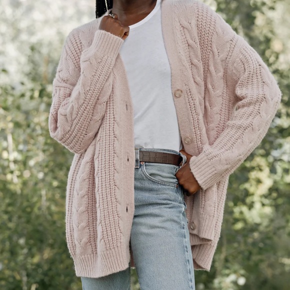 🌸🍂JENNI KAYNE Cable Cocoon Cardigan in Blush/Pink - Picture 2 of 10